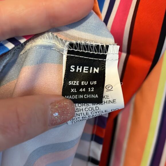 EUC SHEIN Candy Striped Lace‎ Cami Tank XL - Picture 4 of 5